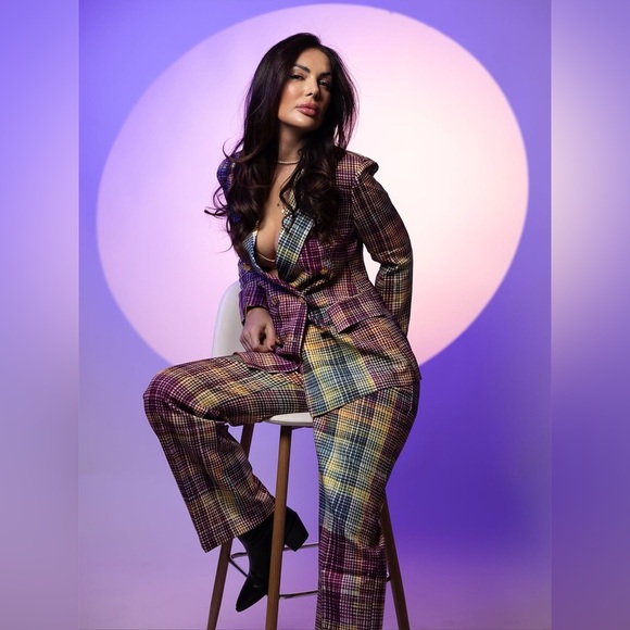 STYLEWE Vibrant Plaid Women's Pantsuit - Picture 7 of 8